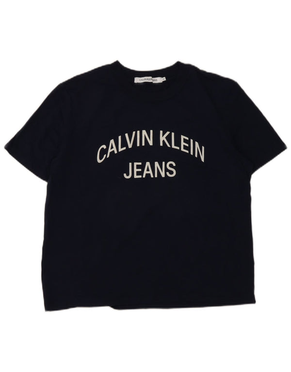 Женская футболка с рисунком Calvin Klein Jeans Top UK 12 Medium Navy Blue
