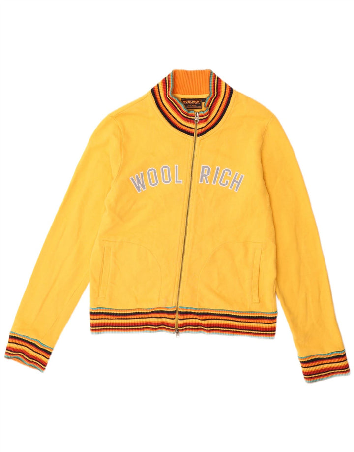 WOOLRICH Женский спортивный костюм с графическим рисунком, верхняя куртка UK 14, большой желтый хлопок