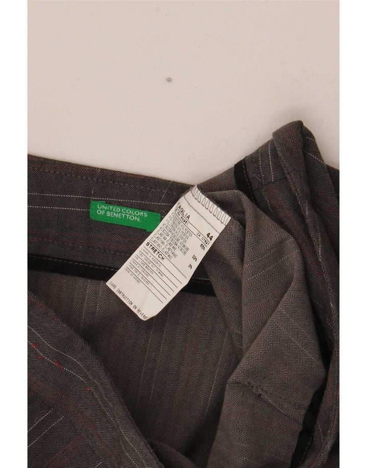 Женские брюки костюма стрейч Benetton IT 44 Medium W32 L35 Серые в тонкую полоску