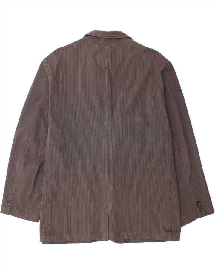 MOSSIMO Mens 2 Button Blazer Jacket UK 44 2XL Brown Pinstripe Cotton Vintage Mossimo and Second-Hand Mossimo from Messina Hembry 