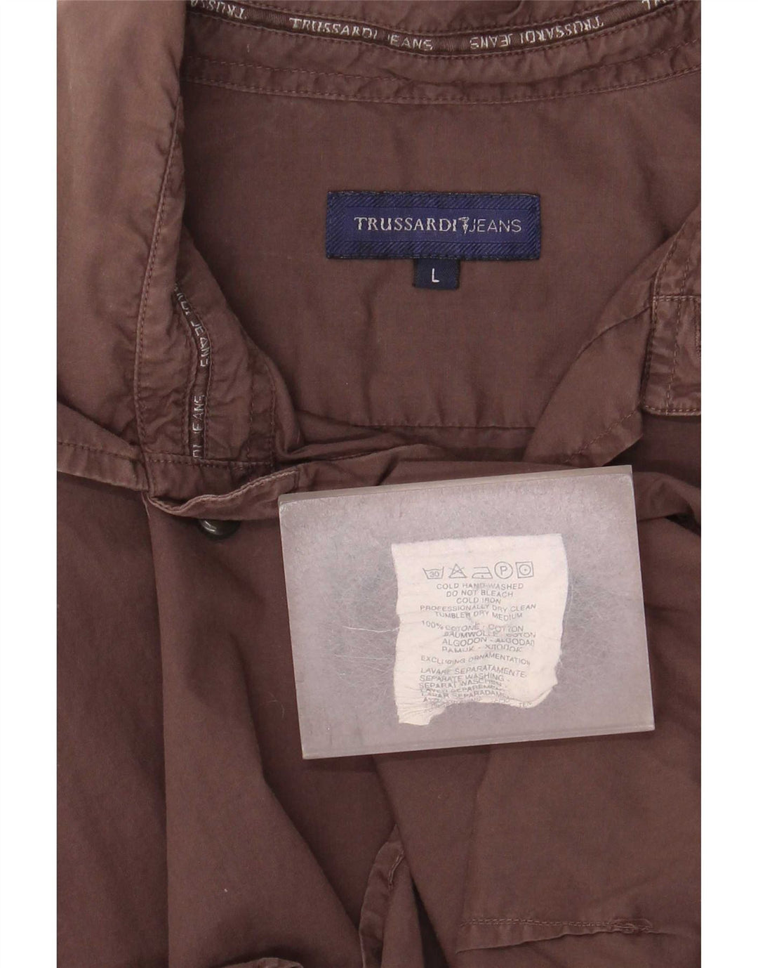 Мужская рубашка Trussardi Jeans, большая коричневая, хлопок