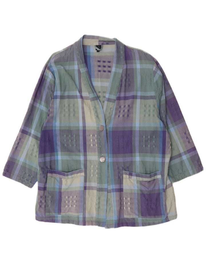 Винтажный женский пиджак с рукавом 3/4 IT 52/54 2XL в разноцветную клетку