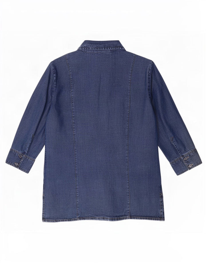 Женская джинсовая рубашка с рукавом 3/4 Marks & Spencer UK 12, средний синий лиоцелл