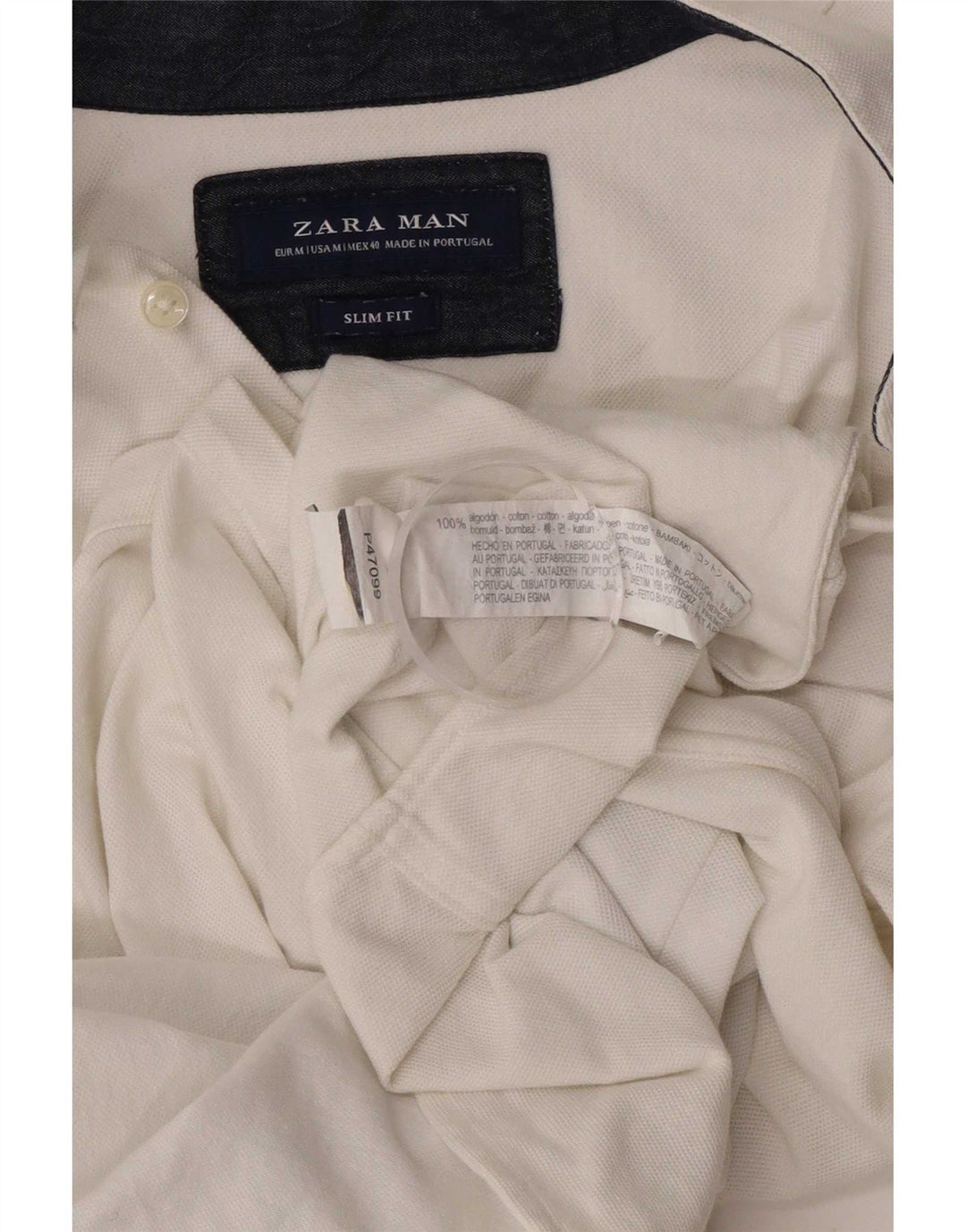 Мужская рубашка узкого кроя с коротким рукавом Zara, средний белый хлопок
