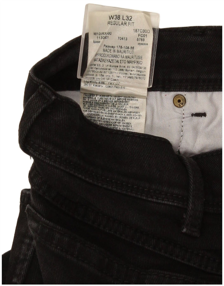 Мужские прямые джинсы Wrangler стандартного кроя W38 L32, черный хлопок