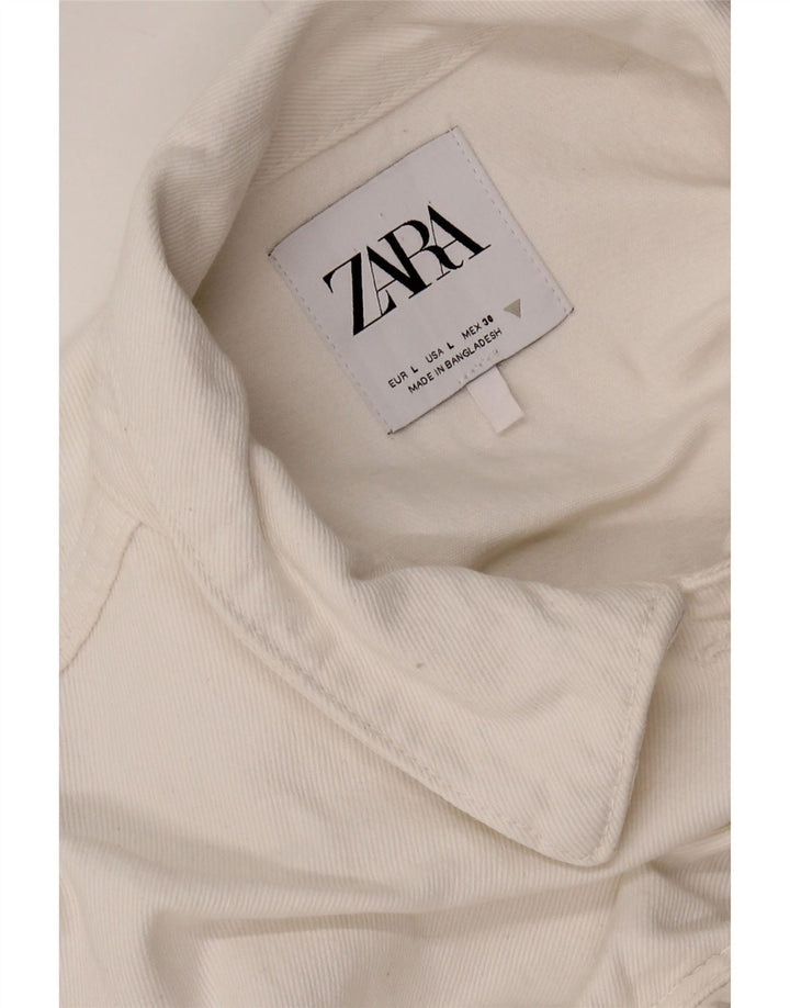 Женский джинсовый комбинезон Zara UK 14, большой размер, белый хлопок