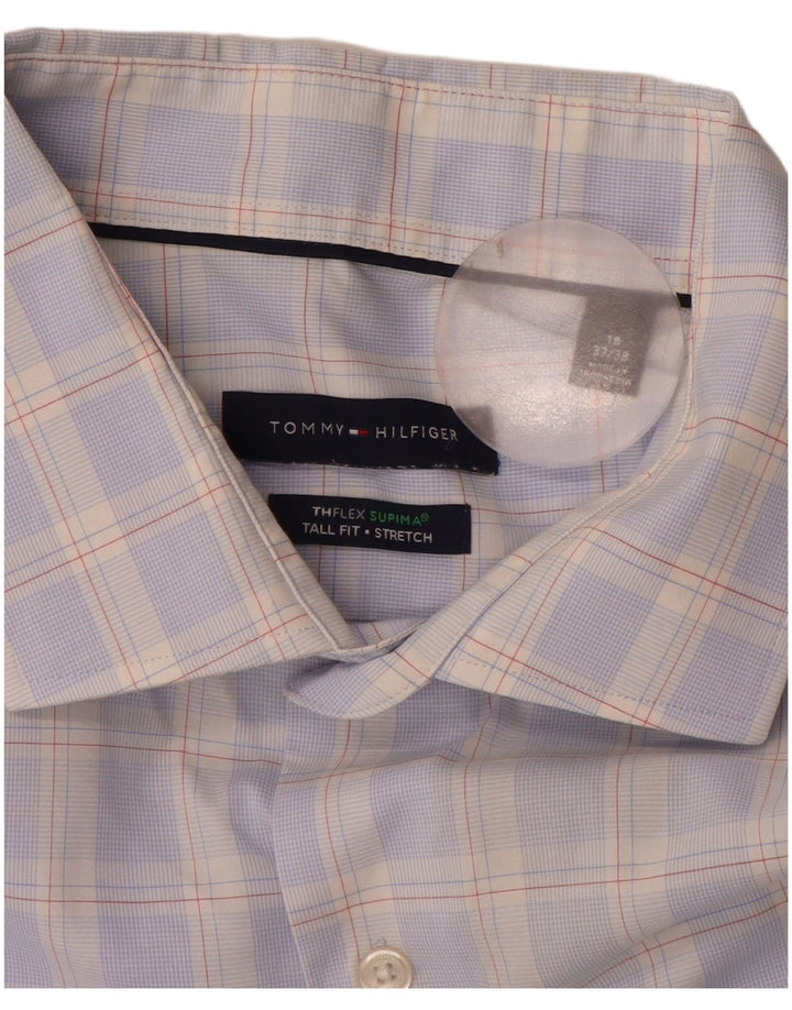 Мужская рубашка Tommy Hilfiger для высоких, размер 18, 2XL, синяя клетка, хлопок