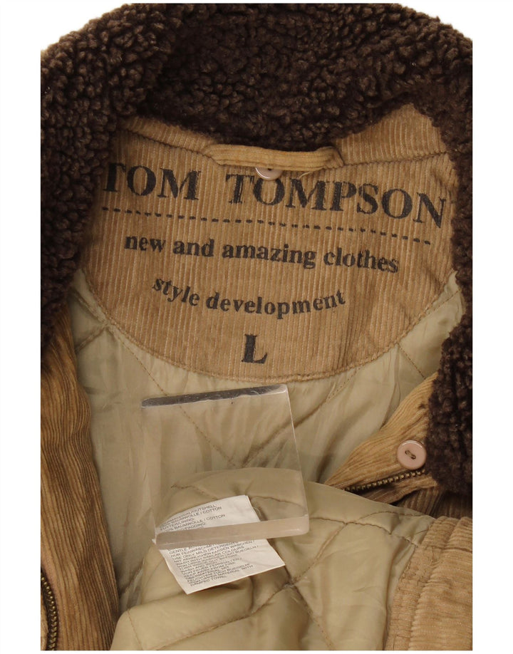 Мужская вельветовая куртка Tom Tompson UK 40, большая бежевая, хлопок