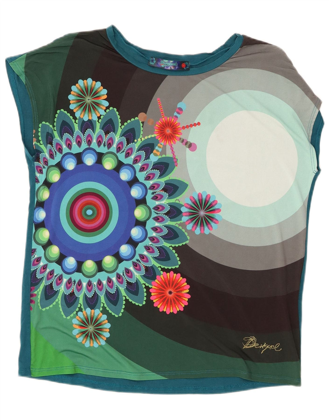 Женская футболка с рисунком Desigual Top UK 14, средний разноцветный