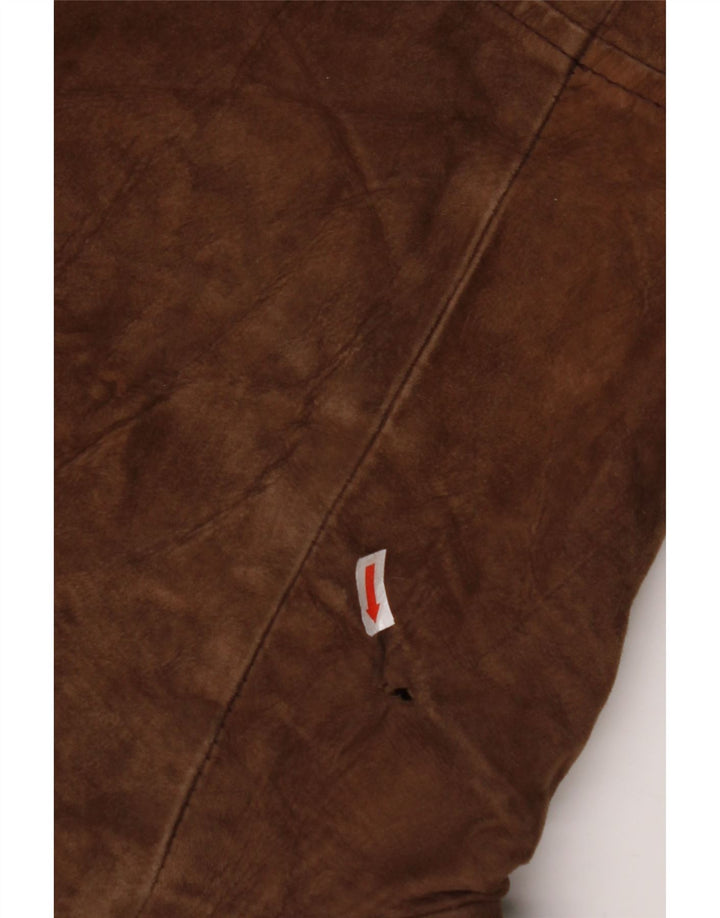 VINTAGE Мужское двубортное пальто из овчины IT 54 2XL Коричневый кожаный