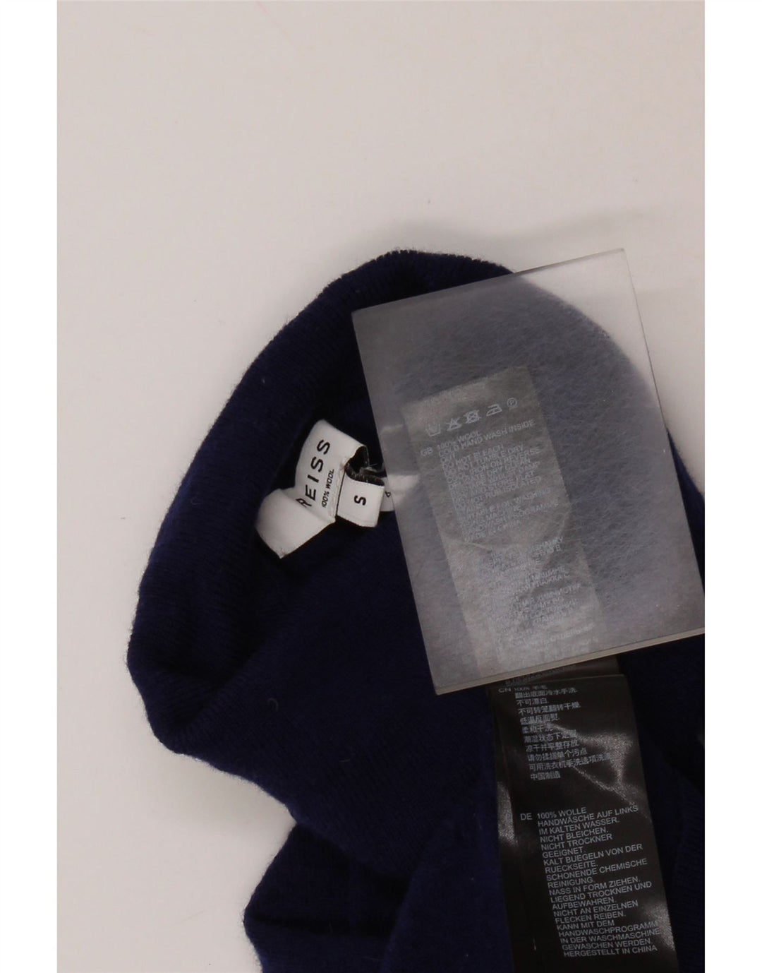 Женский джемпер REISS с высоким воротником, Великобритания, 8, маленький, темно-синий, шерсть