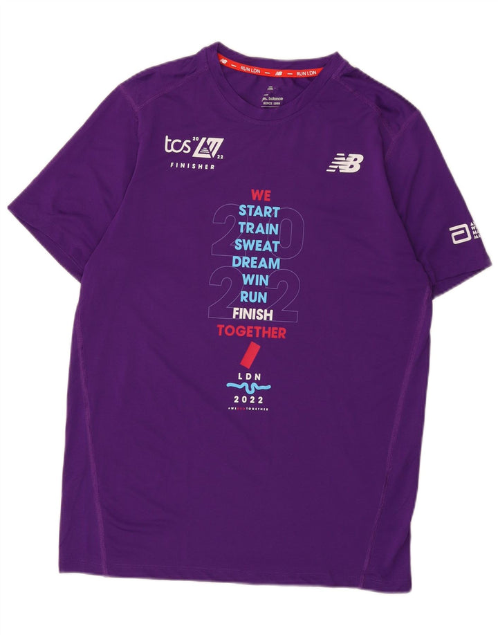 Мужская футболка с рисунком NEW BALANCE, верх из полиэстера среднего фиолетового цвета