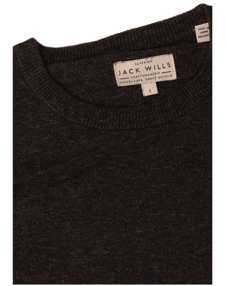 Мужской джемпер с круглым вырезом Jack Wills, маленький серый хлопковый свитер