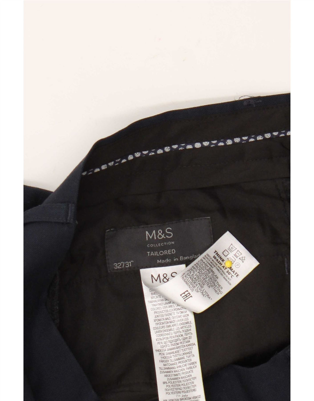Мужские узкие брюки-чиносы Marks & Spencer W32 L31 темно-синие