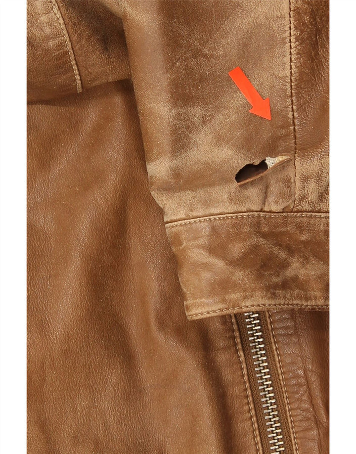 Мужская кожаная куртка Trussardi Jeans UK 38 средний коричневый кожаный
