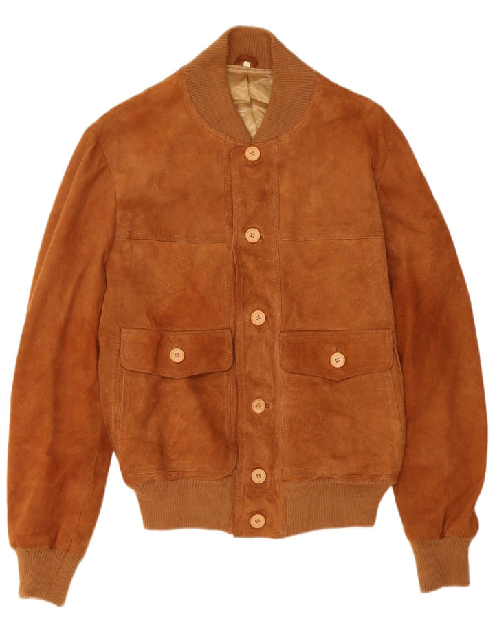 Мужской замшевый бомбер VINTAGE UK 38 средний коричневый