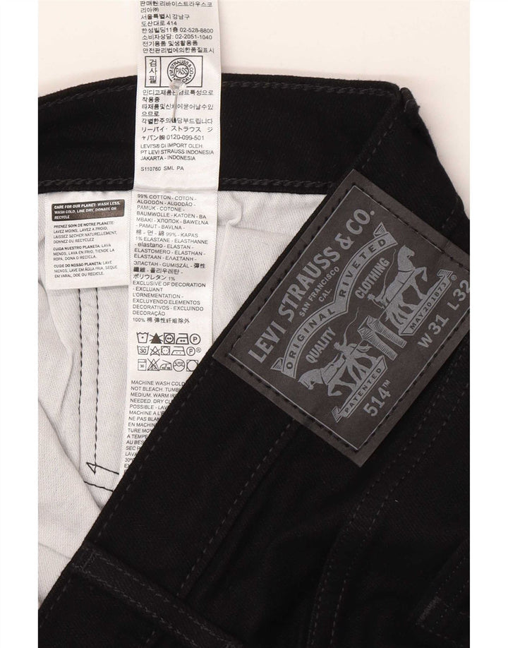 Мужские прямые джинсы Levi's 514 W31 L32, черный хлопок