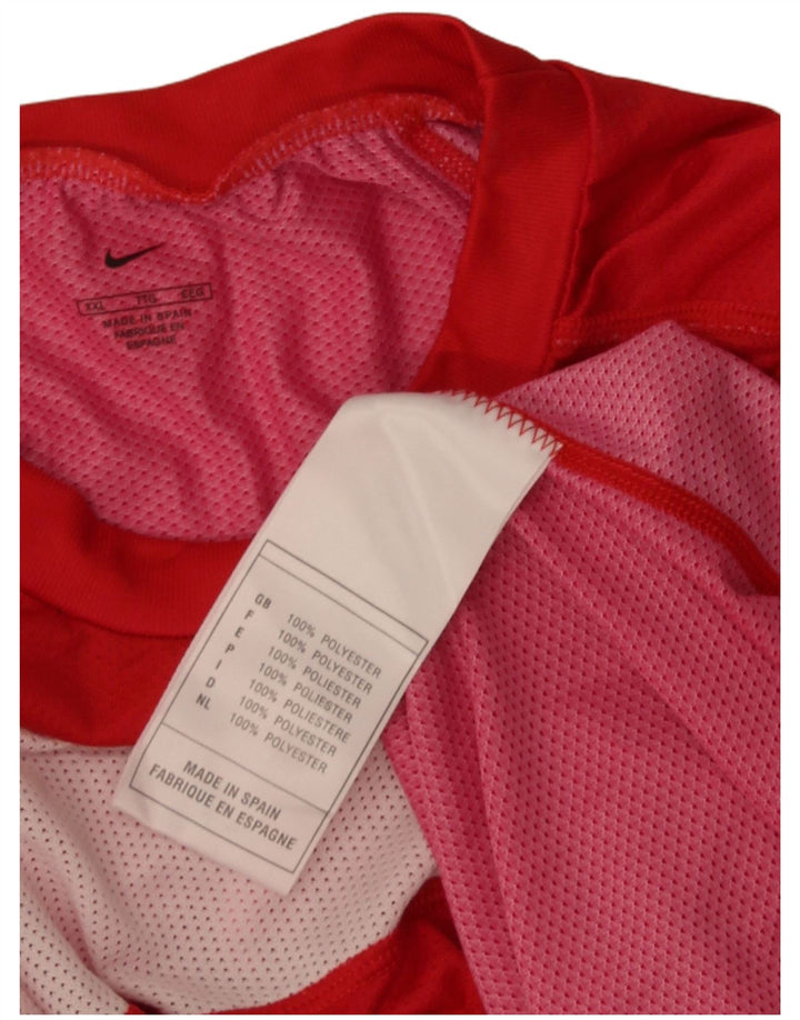 Мужской топ с рисунком Nike с длинным рукавом 2XL, красный полиэстер с цветными блоками