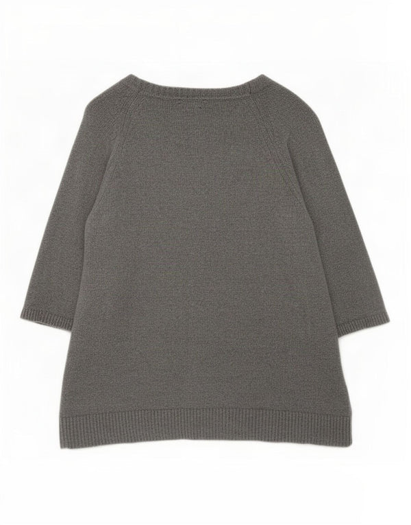 Женский джемпер с рукавом 3/4 и v-образным вырезом Massimo Dutti UK 14, средний серый
