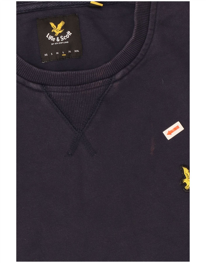 Мужской свитер Lyle & Scott, большой темно-синий хлопковый джемпер