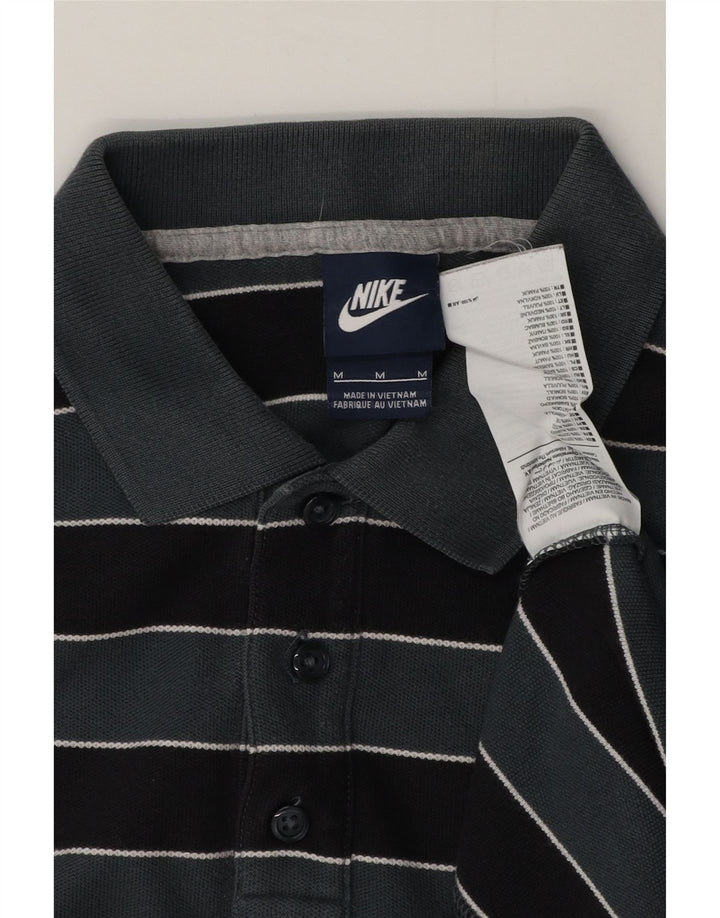 Мужская рубашка-поло Nike, хлопковая серая полоска среднего размера