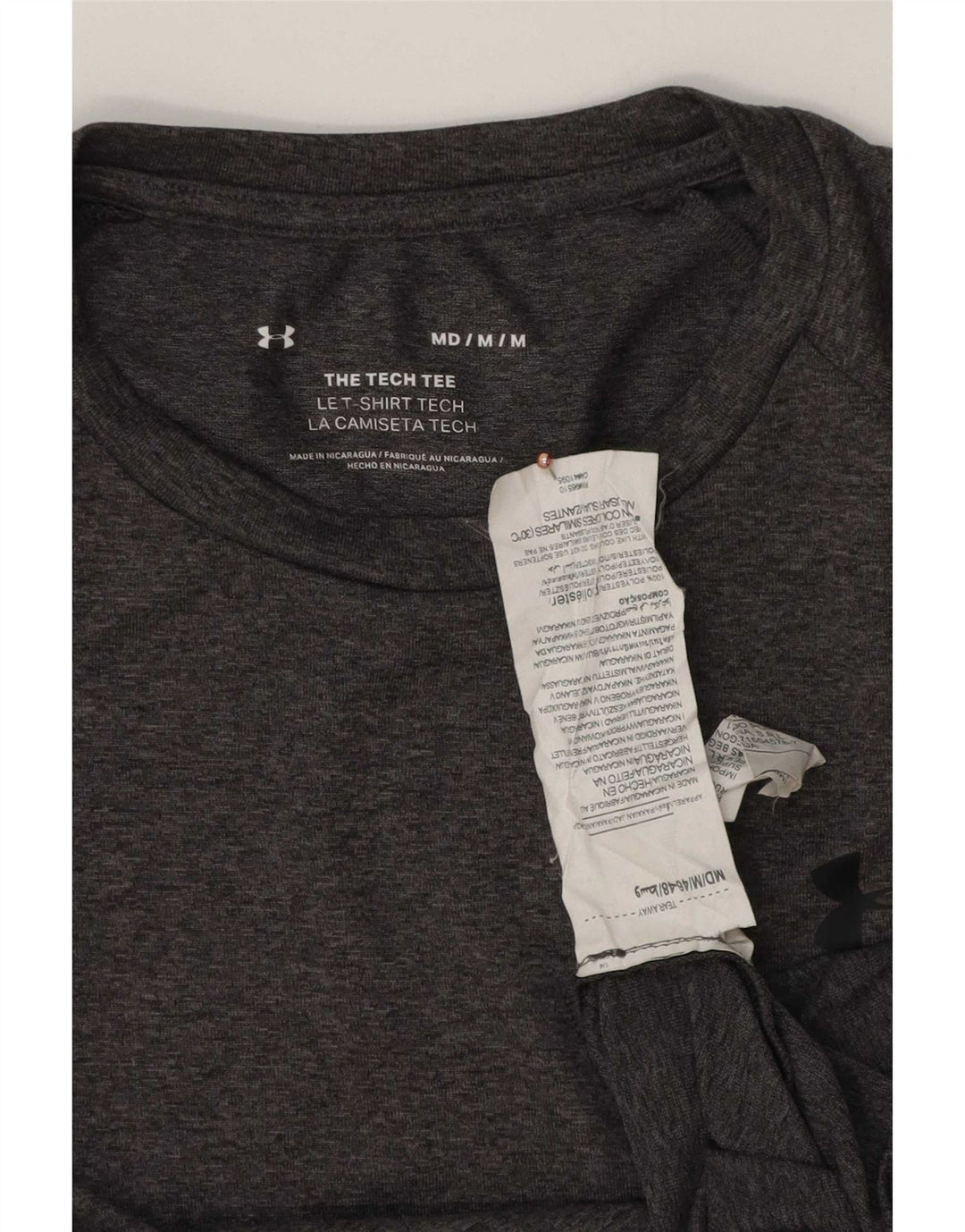Мужская футболка Under Armour, верх из полиэстера среднего серого цвета с крапинками