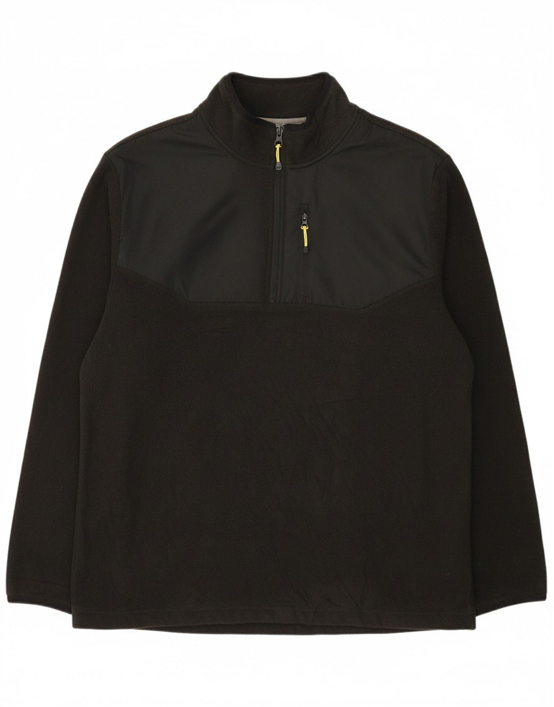 STARTER Mens Zip Neck Fleece Jumper Large Black Polyester
