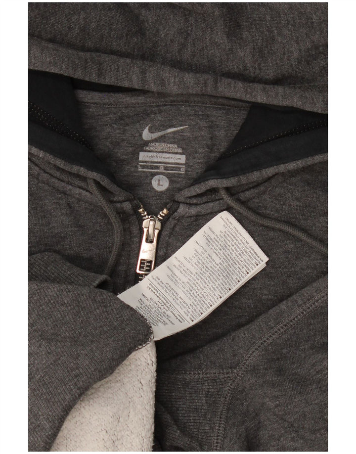 Мужской свитер с капюшоном на молнии Nike, большой серый, хлопковый