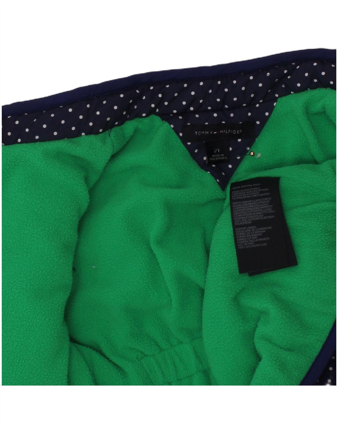 TOMMY HILFIGER Стеганая куртка для маленьких девочек 18–24 месяцев Темно-синяя в горошек