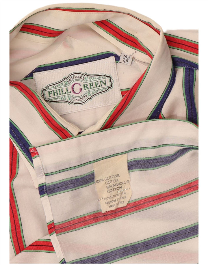 Мужская рубашка VINTAGE, размер 16 1/2 42, большой хлопок в разноцветную полоску