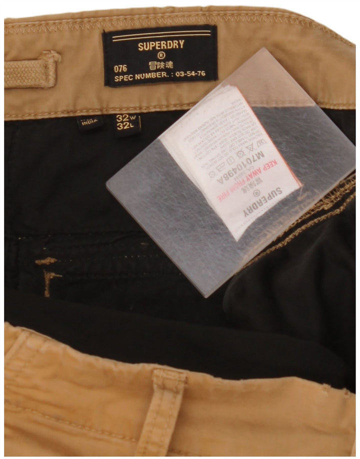 SUPERDRY Мужские прямые брюки карго W32 L32 Бежевые, хлопок