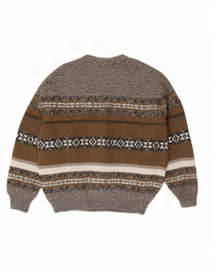 Винтажный мужской свитер-кардиган XL, серый Fair Isle