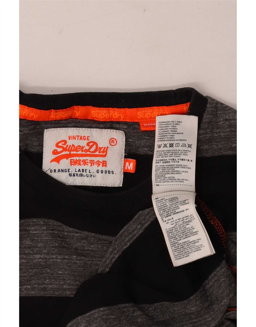 Superdry Мужская футболка из хлопка среднего серого цвета в полоску