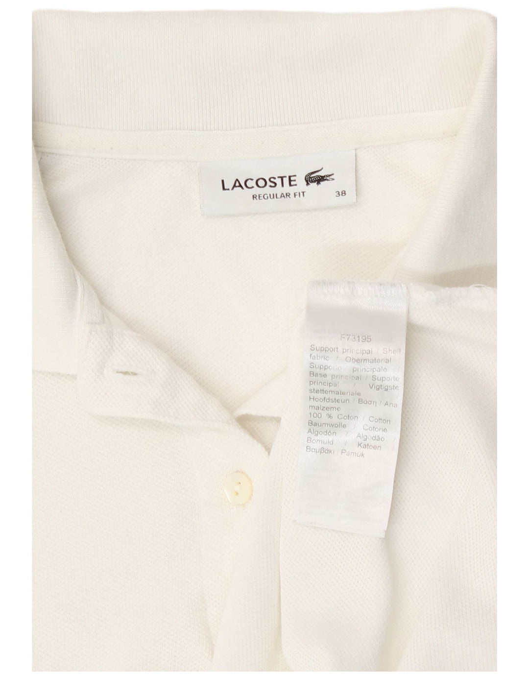 Женская рубашка-поло стандартного кроя Lacoste, размер 38, средний размер, белый хлопок