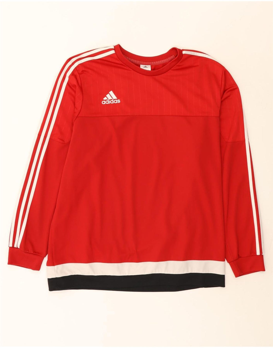 Мужской топ Adidas с длинным рукавом 2XL, красный полиэстер с цветными блоками