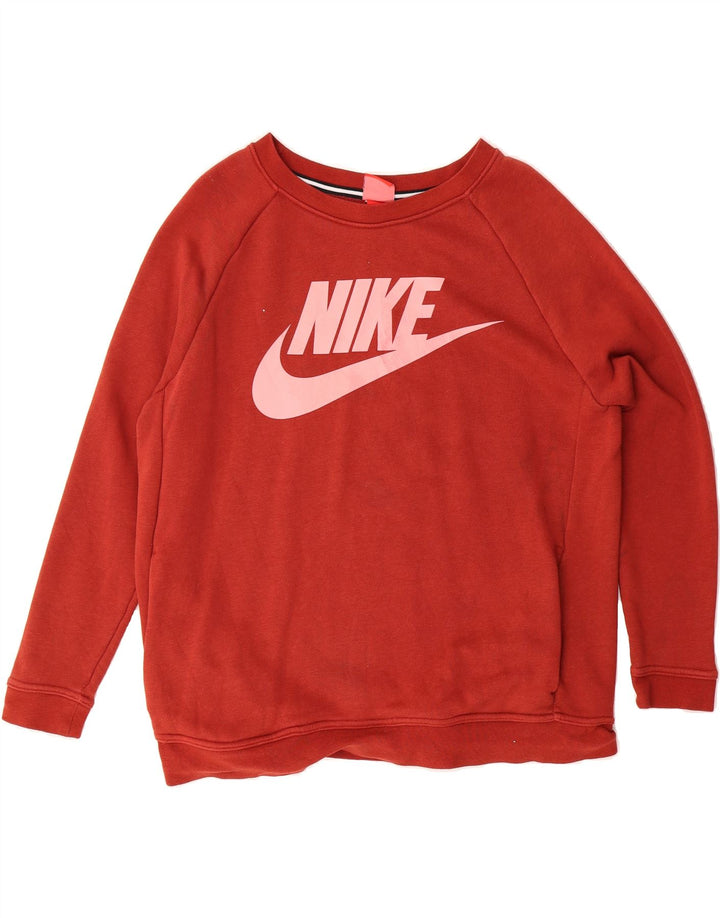 NIKE Womens Graphic Sweatshirt Jumper UK 16 Large Red Cotton Vintage Nike and Second-Hand Nike from Messina Hembry 