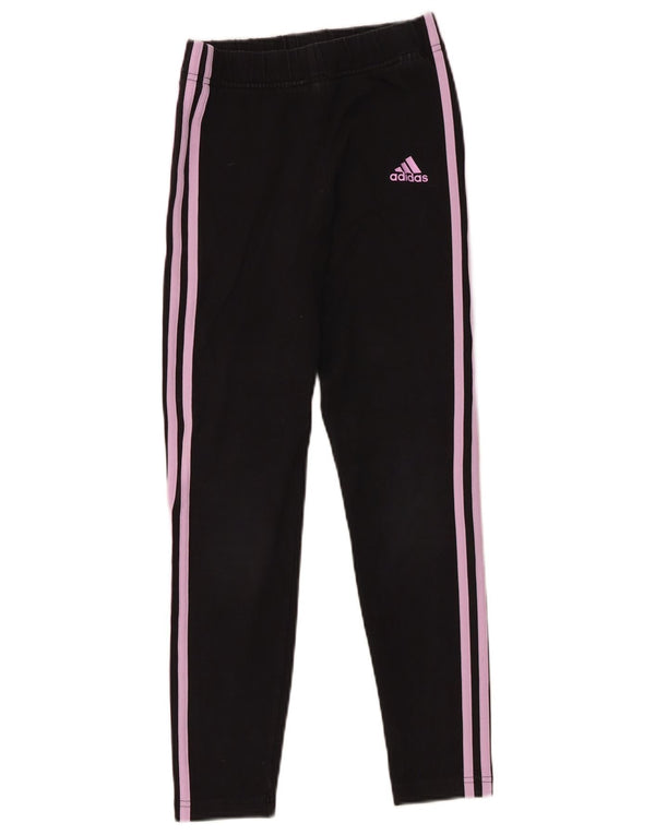 Леггинсы Adidas для девочек 12-13 лет, черные, хлопковые