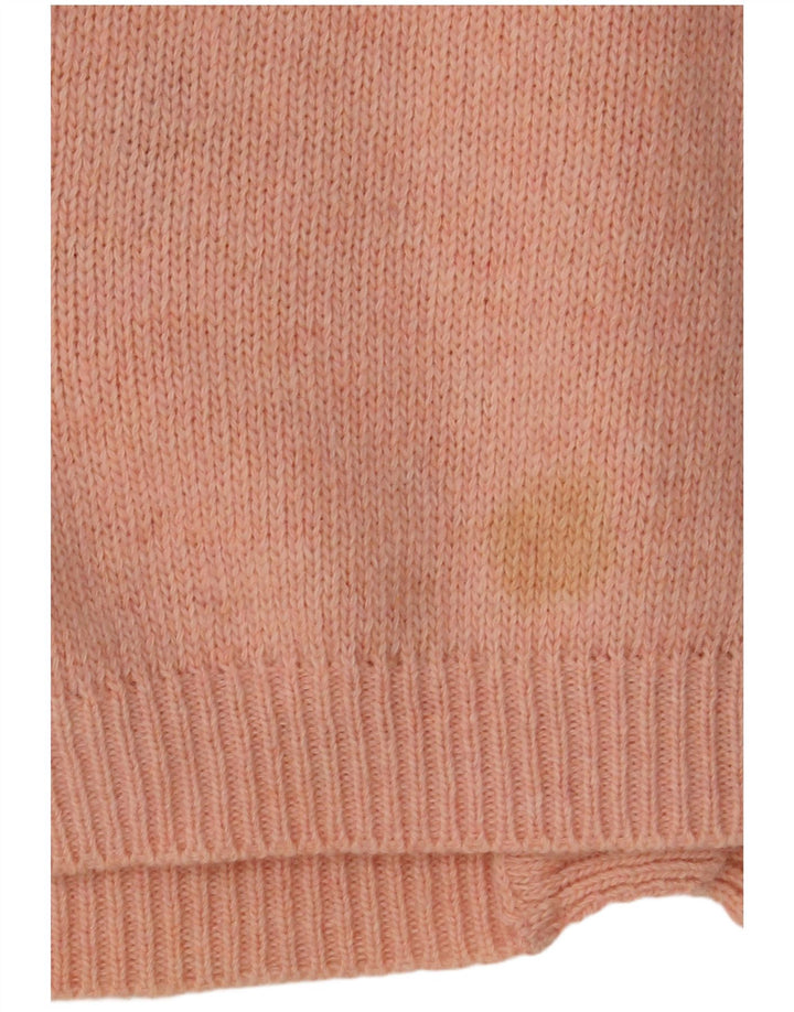 ВИНТАЖНЫЙ женский кардиган-свитер UK 16, большой розовый цветочный узор из шерсти