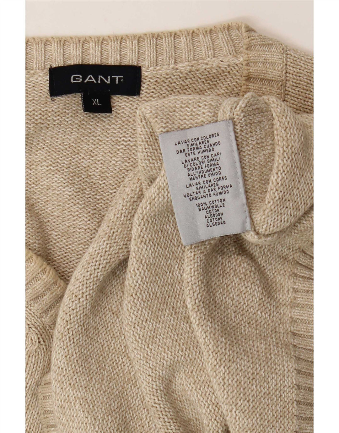 Мужской джемпер с v-образным вырезом Gant XL, бежевый хлопок