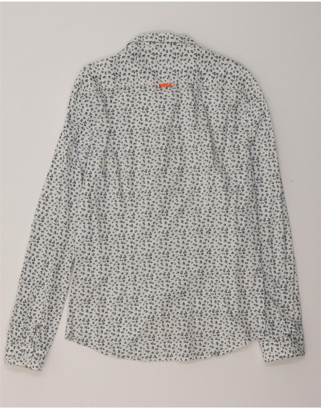 SUPERDRY Мужская рубашка приталенного кроя, большая белая хлопковая рубашка с цветочным принтом