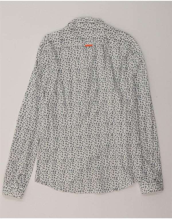 SUPERDRY Мужская рубашка приталенного кроя, большая белая хлопковая рубашка с цветочным принтом