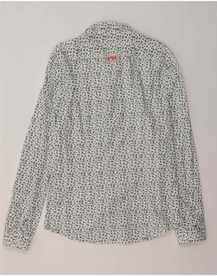 SUPERDRY Мужская рубашка приталенного кроя, большая белая хлопковая рубашка с цветочным принтом