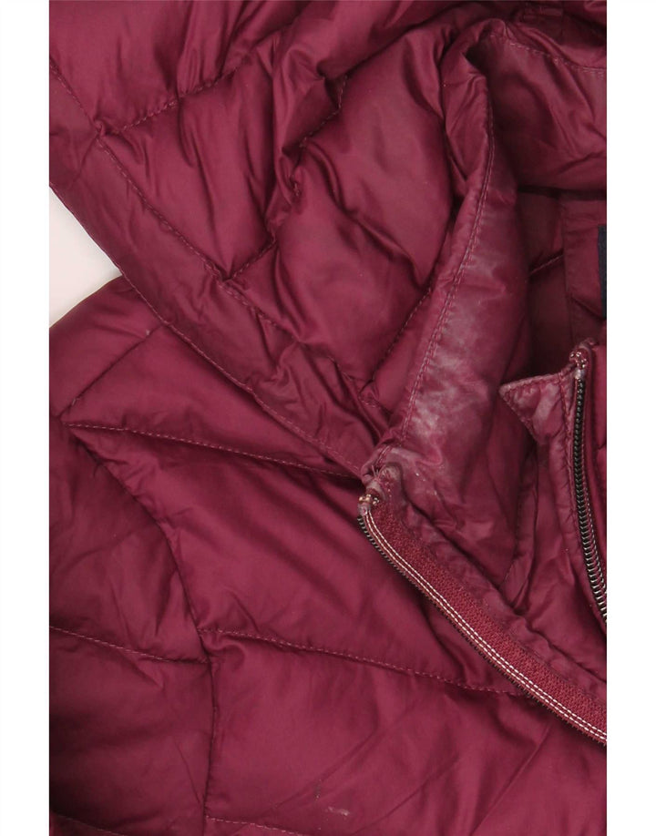 Женское стеганое пальто с капюшоном Marks & Spencer UK 12, средний бордовый полиамид