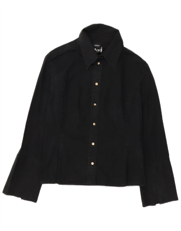 Женская деловая рубашка Versace UK 10, маленькая, черная