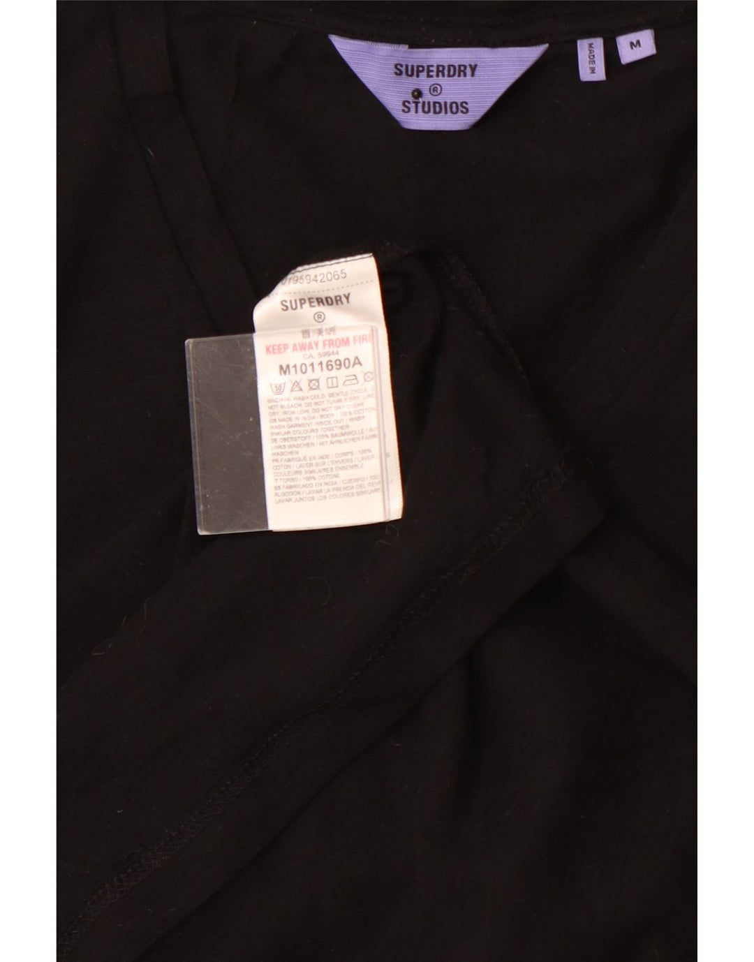 SUPERDRY Мужская футболка из хлопка среднего размера, черная