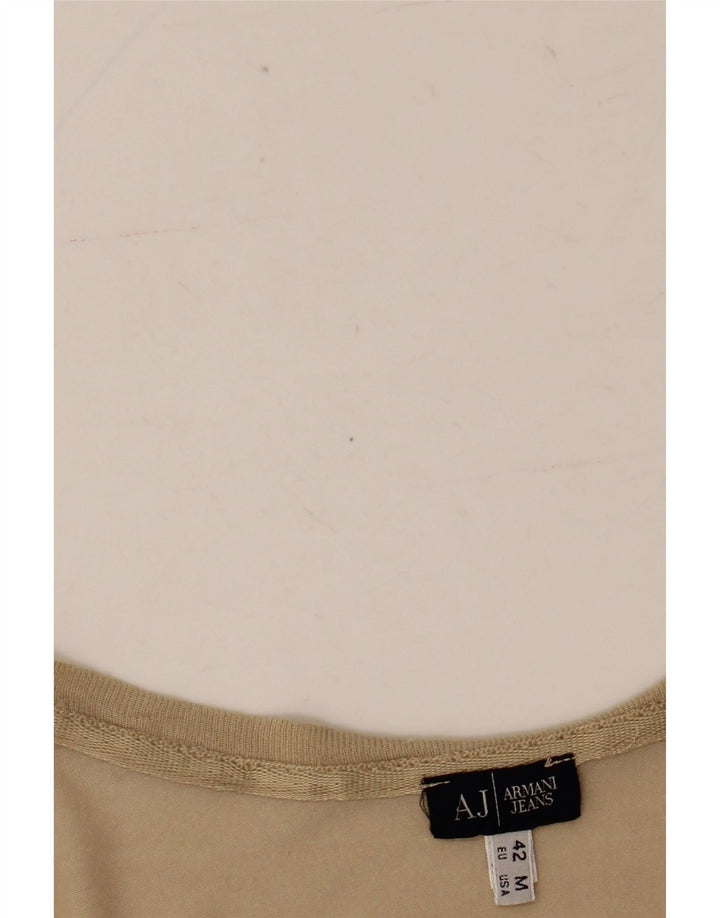 ARMANI JEANS Женская футболка с рисунком Топ EU 42 Большой Бежевый