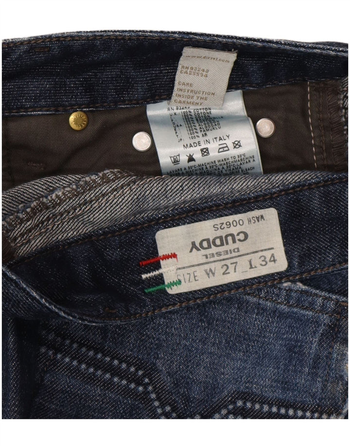 Женские узкие джинсы с потертостями Diesel Cuddy W27 L30, синий хлопок