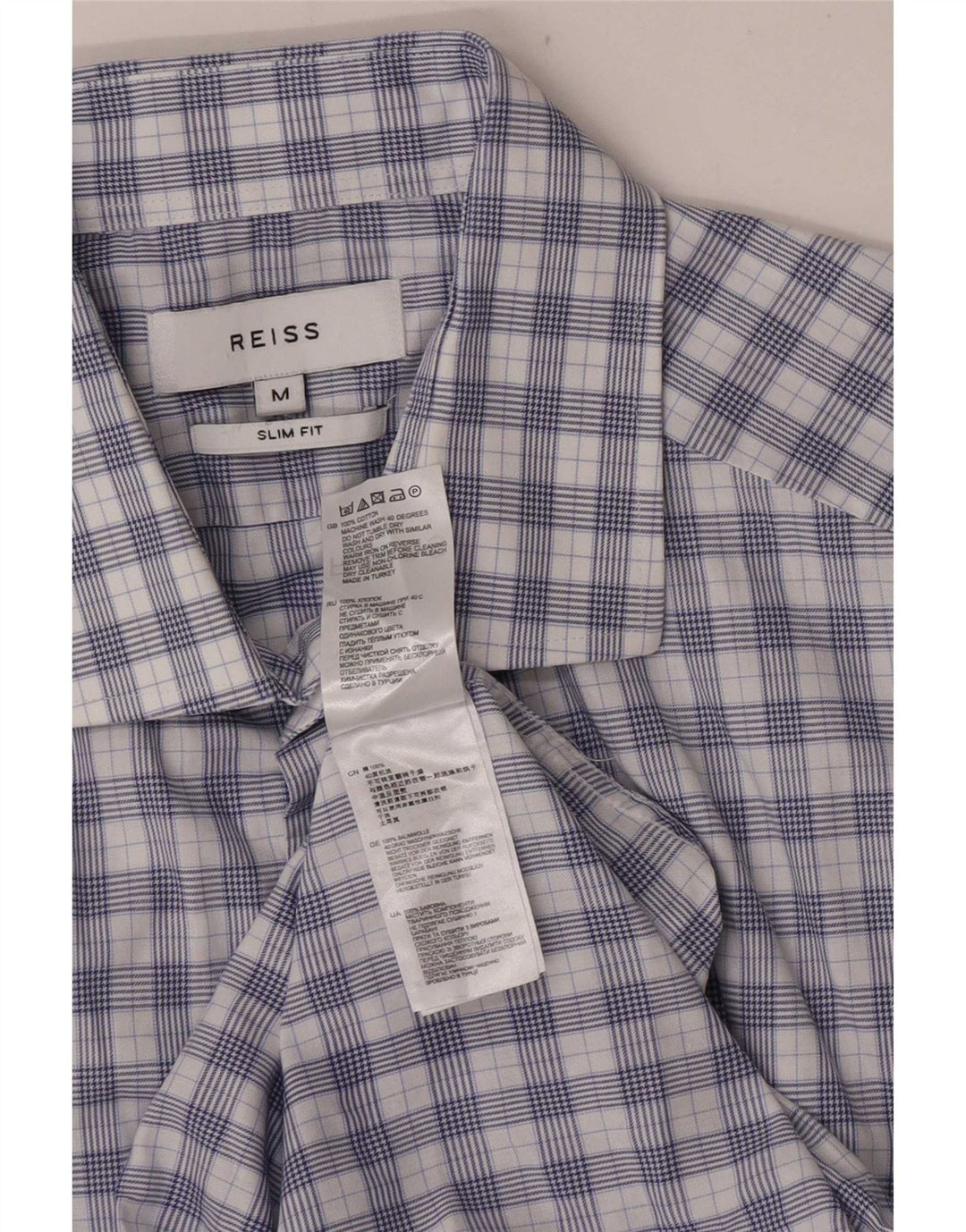 Мужская рубашка приталенного кроя Reiss, хлопковая синяя клетка среднего размера