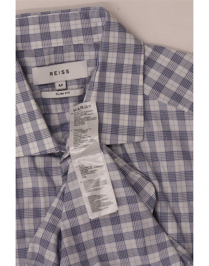 Мужская рубашка приталенного кроя Reiss, хлопковая синяя клетка среднего размера