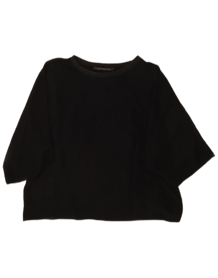 Женская блузка оверсайз Zara Top UK 10, маленькая черная вискоза